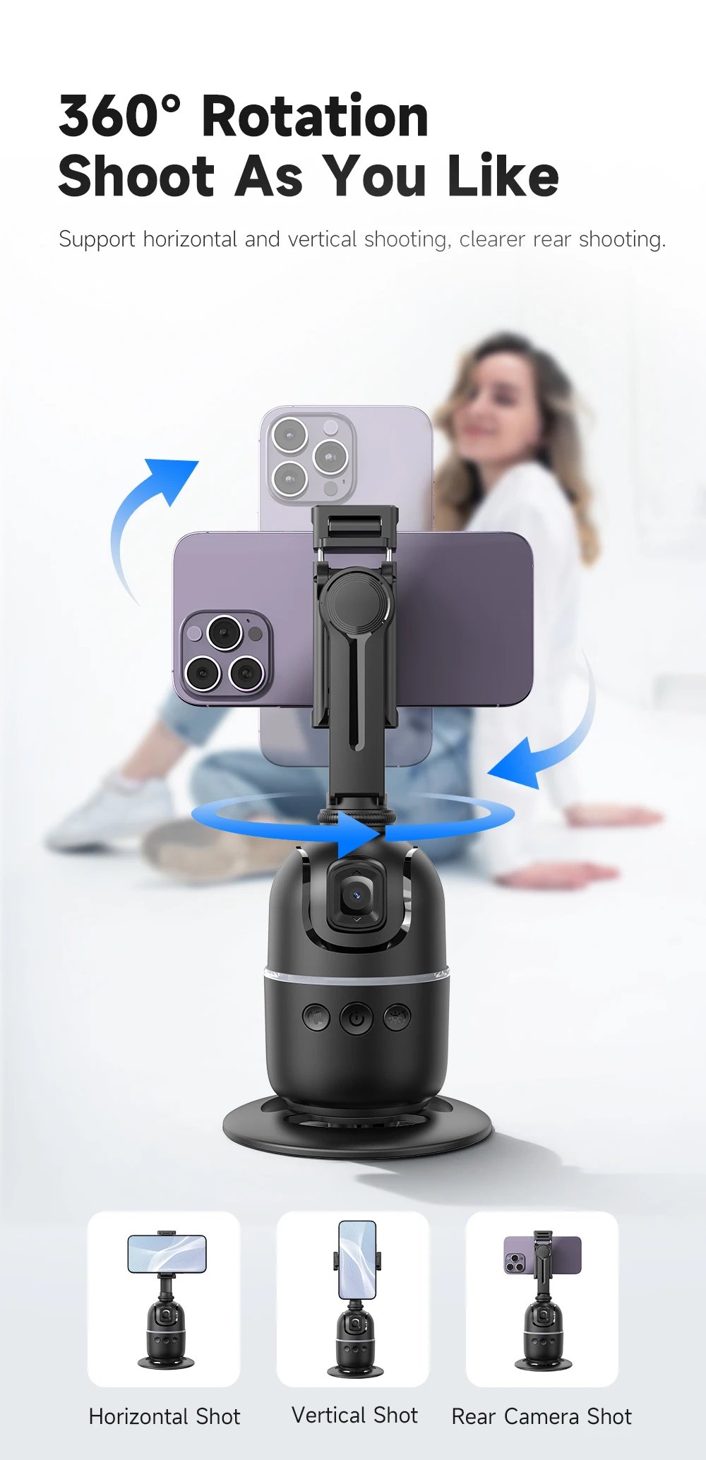 AI P03 Smart Gimbal 360° Auto Face Tracking Gimbal All-in-one Rotation For Smartphone video Vlog Stabilizer Tripod Phone Holder AI P03 Smart Gimbal 360° Auto Face Tracking Gimbal All-in-one Rotation For Smartphone video Vlog Stabilizer Tripod Phone Holder