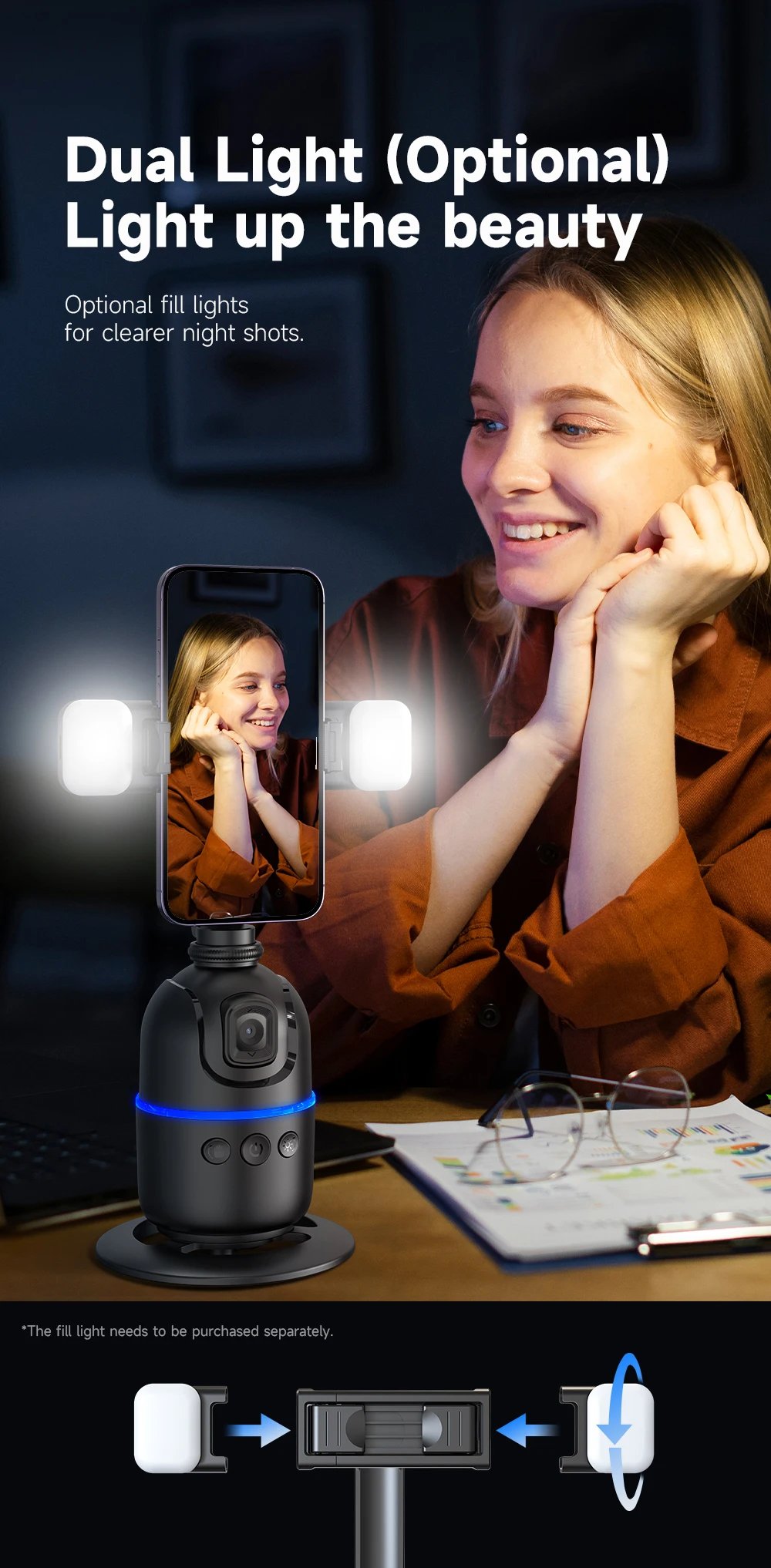 AI P03 Smart Gimbal 360° Auto Face Tracking Gimbal All-in-one Rotation For Smartphone video Vlog Stabilizer Tripod Phone Holder AI P03 Smart Gimbal 360° Auto Face Tracking Gimbal All-in-one Rotation For Smartphone video Vlog Stabilizer Tripod Phone Holder