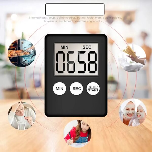 Thin Magnetic Kitchen Timer Tools with LCD Digital Screen Cooking Count Up Countdown Alarm Clock Durable Sleep Stopwatch Gadget - Image 2