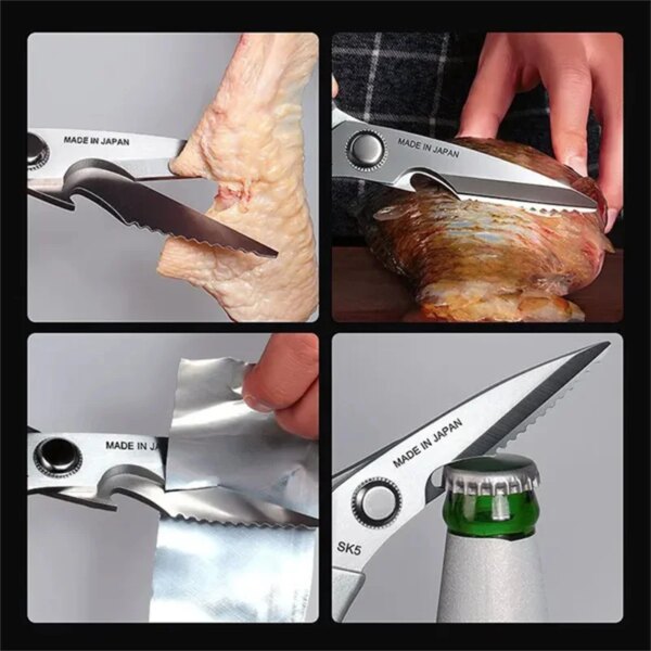 Stainless Steel Kitchen Scissors Multifunctional Chicken Bone Scissors Shear Fish Duck Cut Chef Professional Scissors Knife Tool - Image 3