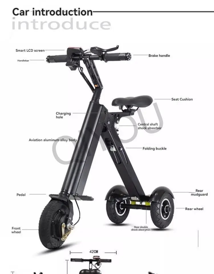 Folding Ultra-light Portable Lithium Battery Electric Tricycle Adult Elderly Women Fashion Mini Miniature Scooter