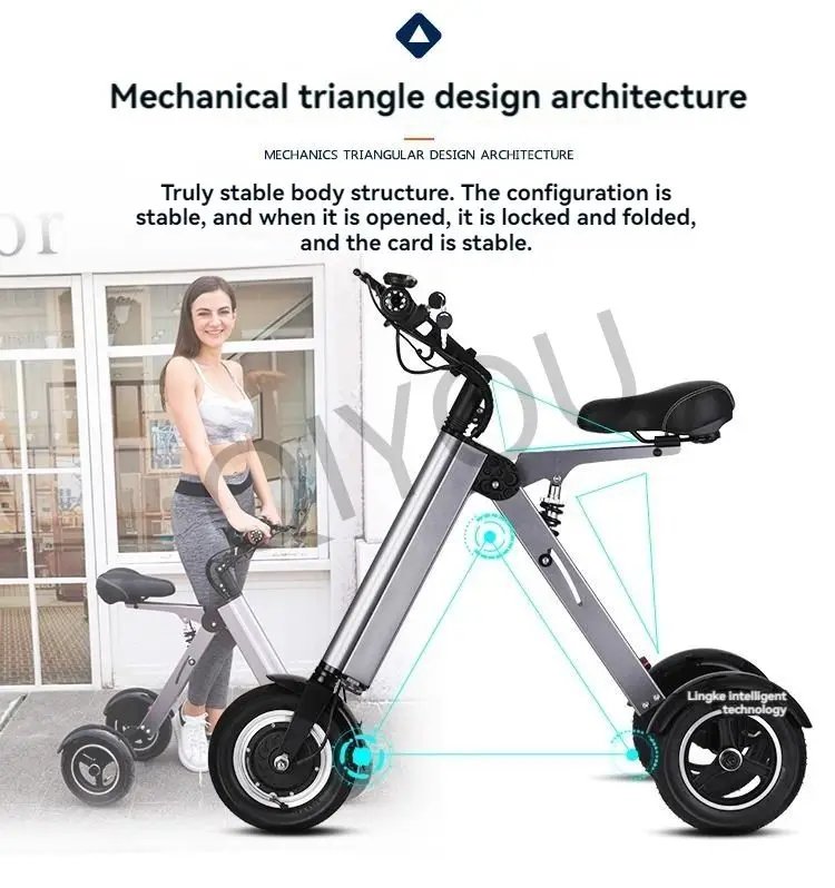 Folding Ultra-light Portable Lithium Battery Electric Tricycle Adult Elderly Women Fashion Mini Miniature Scooter