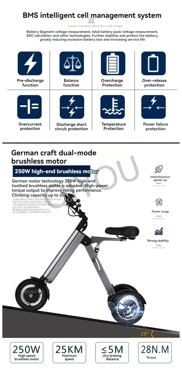 Folding Ultra-light Portable Lithium Battery Electric Tricycle Adult Elderly Women Fashion Mini Miniature Scooter