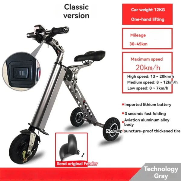 Folding Ultra-light Portable Lithium Battery Electric Tricycle Adult Elderly Women Fashion Mini Miniature Scooter - Image 2