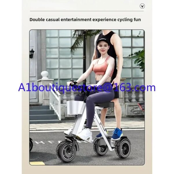 48V light folding double electric vehicle portable small lightweight mini three-wheeled electric scooter P - Image 3