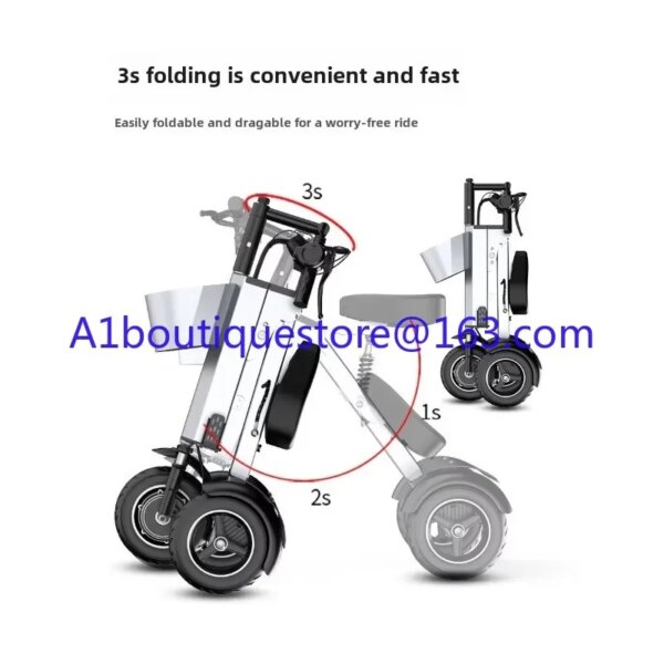 48V light folding double electric vehicle portable small lightweight mini three-wheeled electric scooter P - Image 2