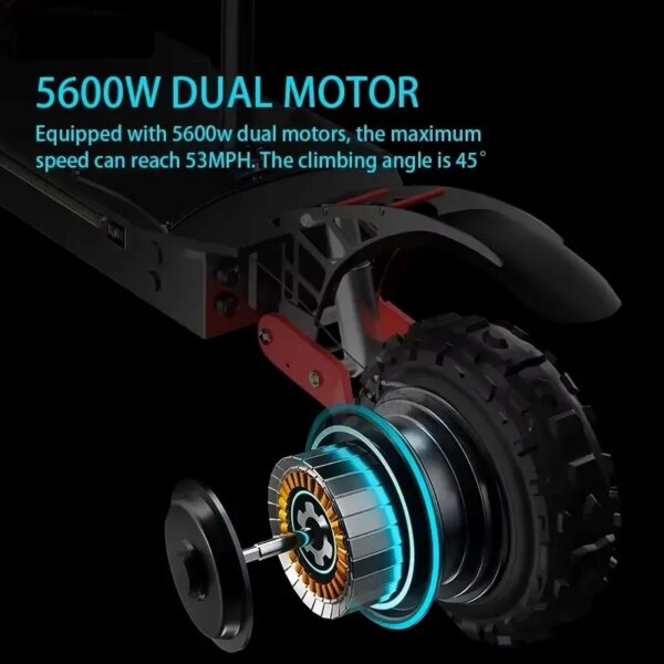 X60 72V Lithium Battery Electric Scooter 6000W Dual Motor E-Scooter 85KM/H Fast Speed 200KG Max Load 11 Inch Tire with Seat - Image 2