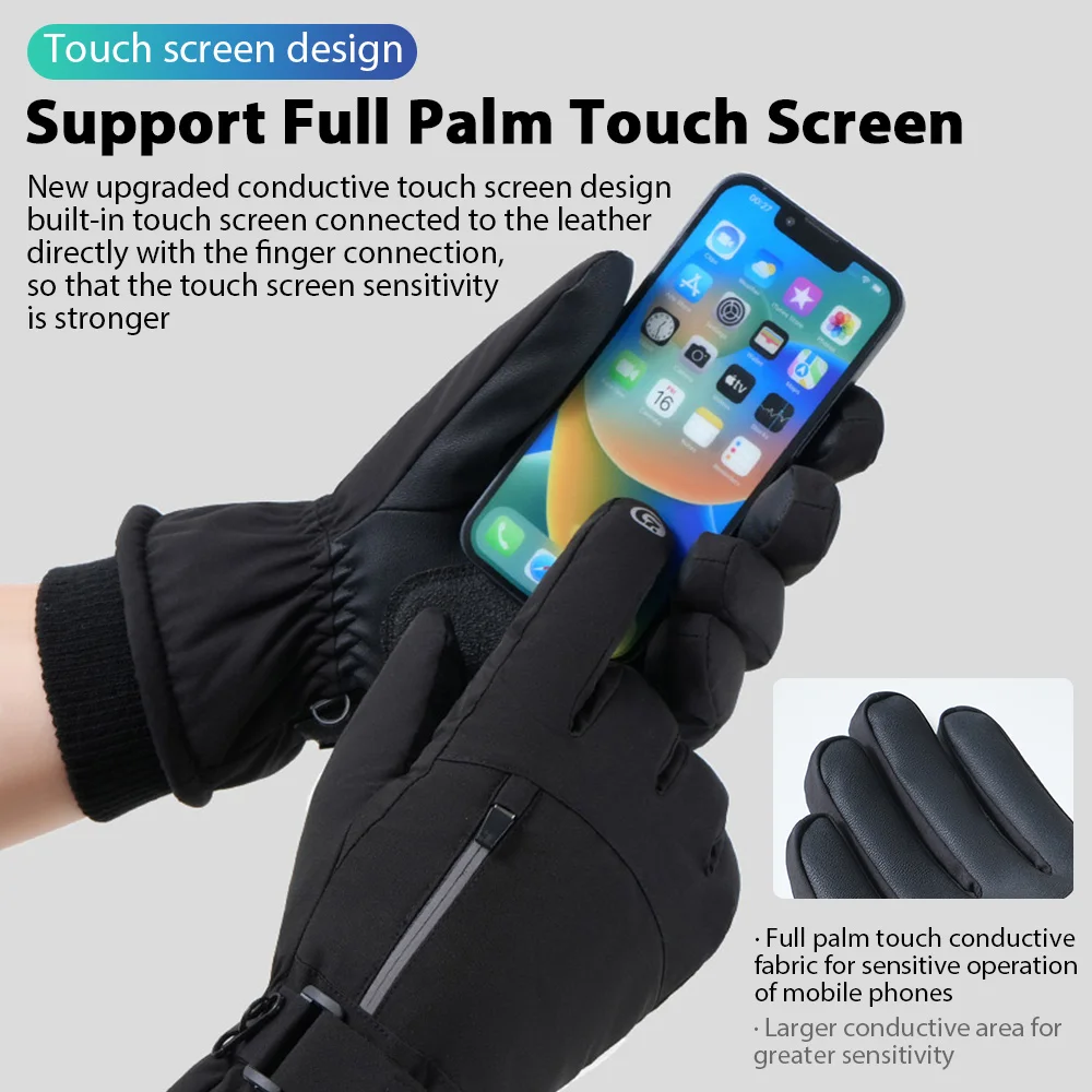 Men Winter Waterproof Cycling Gloves Outdoor Sports Running Motorcycle Ski Touch Screen Fleece Gloves Non-slip Warm Full Fingers Men Winter Waterproof Cycling Gloves Outdoor Sports Running Motorcycle Ski Touch Screen Fleece Gloves Non-slip Warm Full Fingers