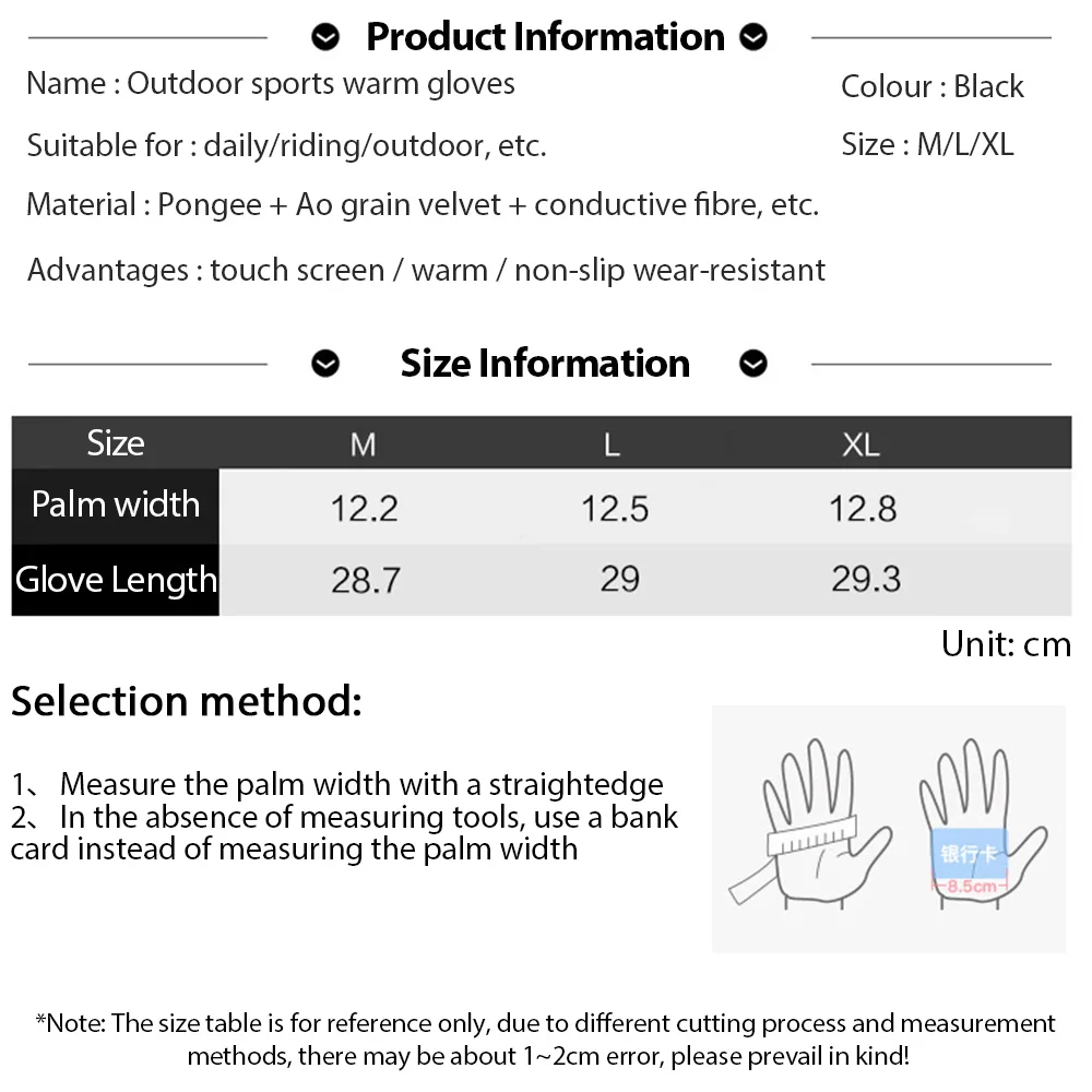 Men Winter Waterproof Cycling Gloves Outdoor Sports Running Motorcycle Ski Touch Screen Fleece Gloves Non-slip Warm Full Fingers Men Winter Waterproof Cycling Gloves Outdoor Sports Running Motorcycle Ski Touch Screen Fleece Gloves Non-slip Warm Full Fingers
