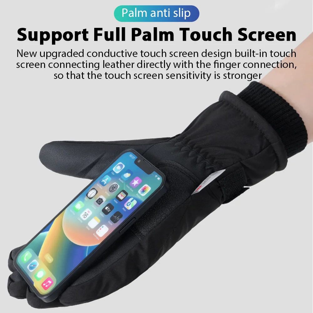 Men Winter Waterproof Cycling Gloves Outdoor Sports Running Motorcycle Ski Touch Screen Fleece Gloves Non-slip Warm Full Fingers Men Winter Waterproof Cycling Gloves Outdoor Sports Running Motorcycle Ski Touch Screen Fleece Gloves Non-slip Warm Full Fingers