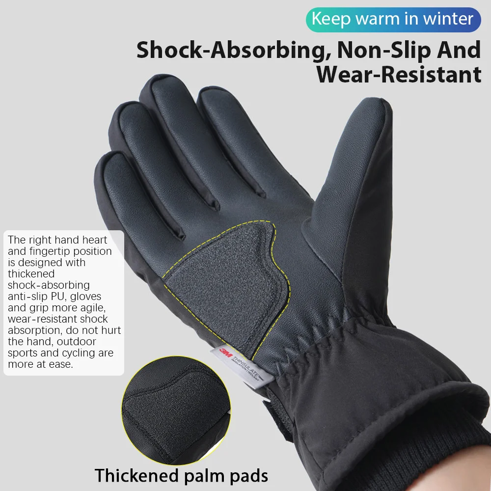 Men Winter Waterproof Cycling Gloves Outdoor Sports Running Motorcycle Ski Touch Screen Fleece Gloves Non-slip Warm Full Fingers Men Winter Waterproof Cycling Gloves Outdoor Sports Running Motorcycle Ski Touch Screen Fleece Gloves Non-slip Warm Full Fingers