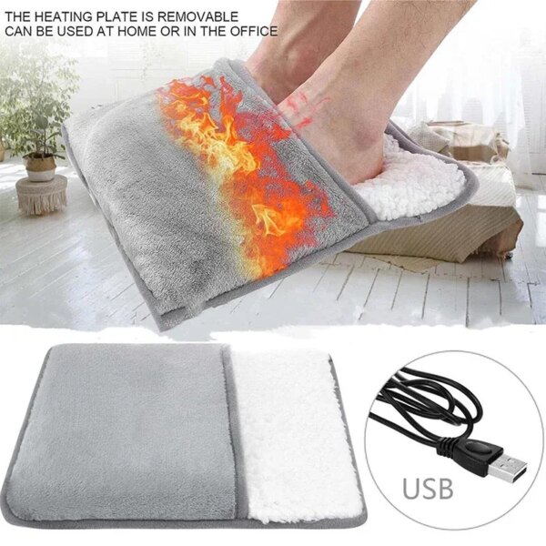 Portable USB Electric Foot Heating Pad Washable Soft Plush Foot Heater Winter Foot Warming Mat for Bed,Under Desk,Office,Home - Image 4