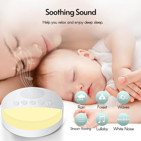 Baby White Noise Machine USB Rechargeable Timed Shutdown Sleep Machine Baby Sleep Sound Player Night Light Timer Noise Player - Image 4