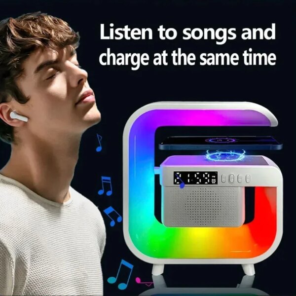 Multifunction Wireless Charger Stand Bluetooth 5.0 Speaker FM TF RGB Night Light Fast Charging Station for iPhone Samsung Xiaomi - Image 5