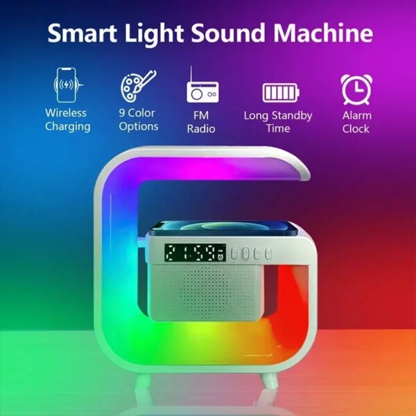 Multifunction Wireless Charger Stand Bluetooth 5.0 Speaker FM TF RGB Night Light Fast Charging Station for iPhone Samsung Xiaomi - Image 4