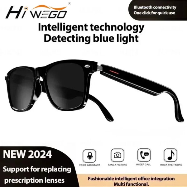 Hiwego Camera Smart Music Sunglasses Earphones Wireless Bluetooth Headset HIFI Sound Headphone Driving Glasses Hands-free Call