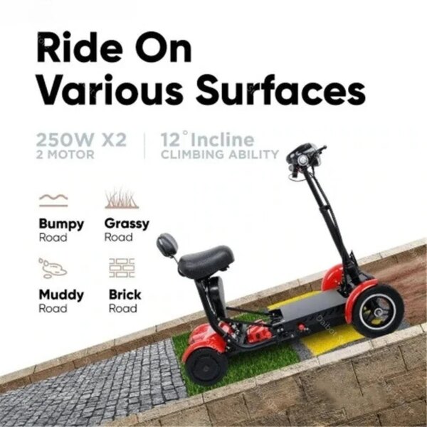 Foldable Four Wheel Electric Scooter for Old People Seniors Travel Folding Mobility Scooter 4 Wheels 250W Dual Motor Protable - Image 6