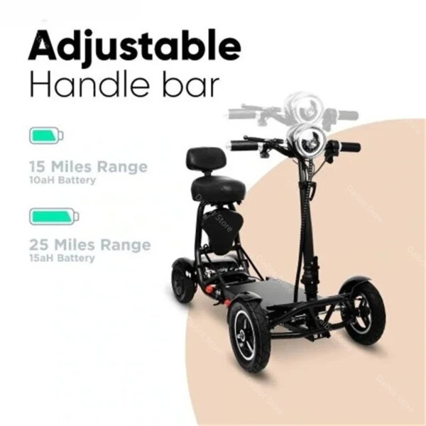 Foldable Four Wheel Electric Scooter for Old People Seniors Travel Folding Mobility Scooter 4 Wheels 250W Dual Motor Protable - Image 5