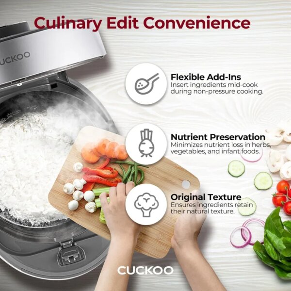 CUCKOO CRP-ST0609FG 6-Cup (Uncooked) / 12-Cup (Cooked) Twin Pressure Rice Cooker & Warmer with Nonstick Inner Pot, 16 Menu - Image 6