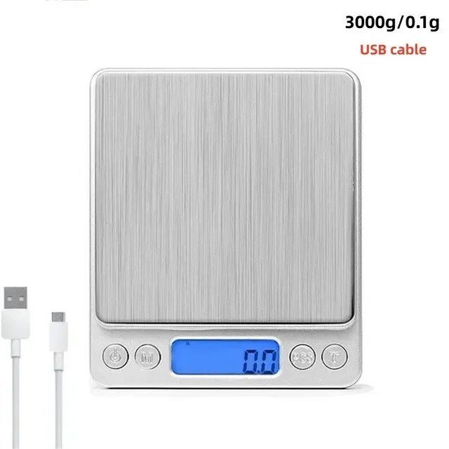 Digital Kitchen Scale Mini Pocket Stainless Steel Precision Jewelry Electronic Balance Weight Gold Gram 0.1/3000g Weigh Scales