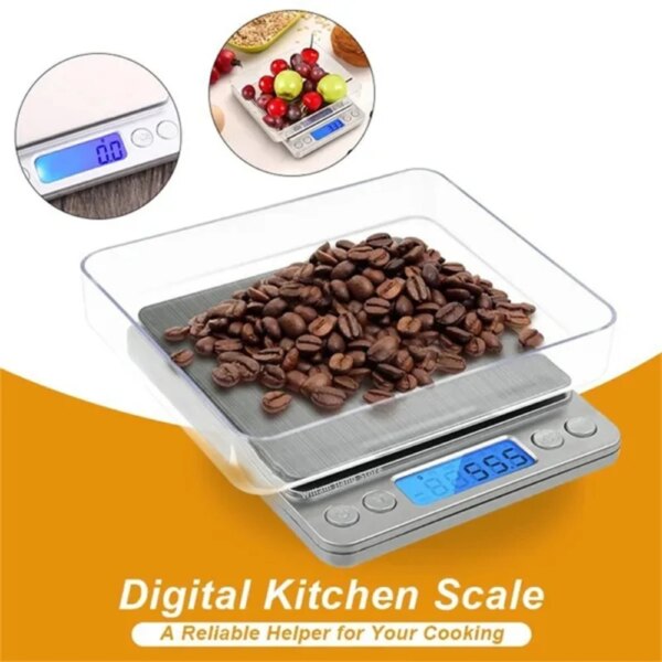 Digital Kitchen Scale Mini Pocket Stainless Steel Precision Jewelry Electronic Balance Weight Gold Gram 0.1/3000g Weigh Scales - Image 3