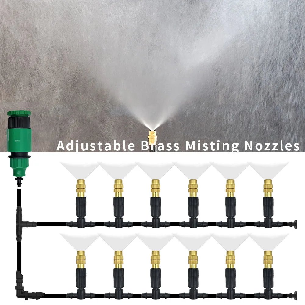 5M-30M Outdoor Misting Cooling System Garden Irrigation Watering 1/4'' Brass Atomizer Nozzles 4/7mm Hose for Patio Greenhouse 5M-30M Outdoor Misting Cooling System Garden Irrigation Watering 1/4'' Brass Atomizer Nozzles 4/7mm Hose for Patio Greenhouse