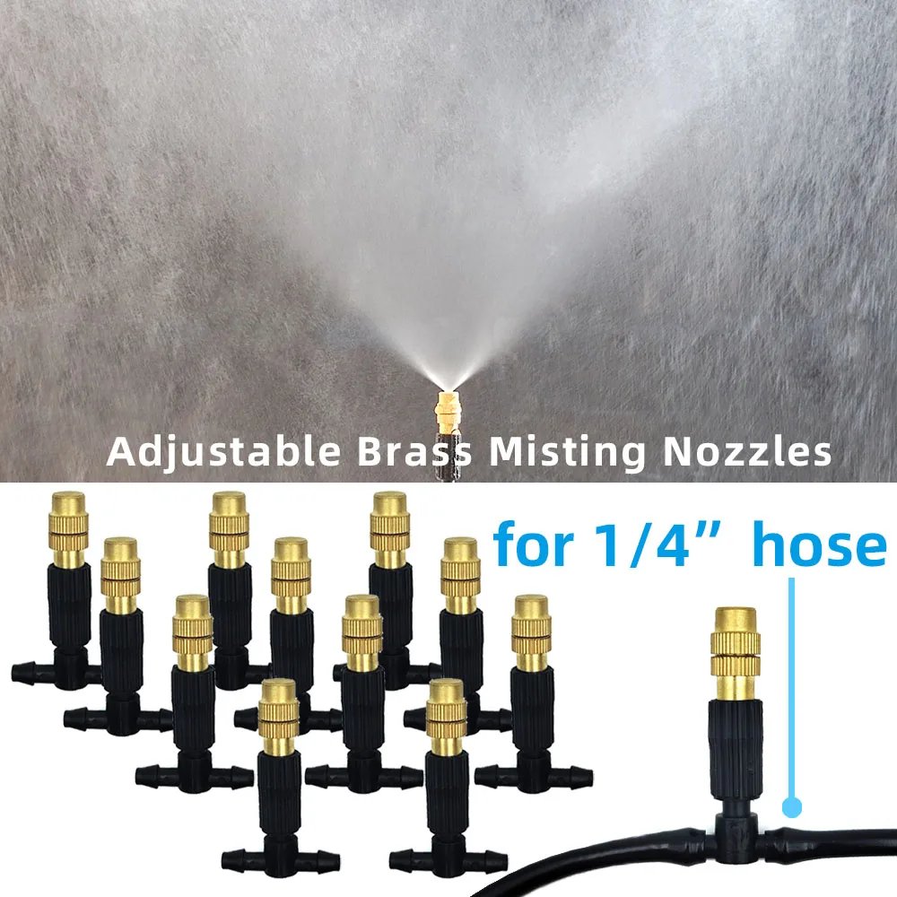 5M-30M Outdoor Misting Cooling System Garden Irrigation Watering 1/4'' Brass Atomizer Nozzles 4/7mm Hose for Patio Greenhouse 5M-30M Outdoor Misting Cooling System Garden Irrigation Watering 1/4'' Brass Atomizer Nozzles 4/7mm Hose for Patio Greenhouse