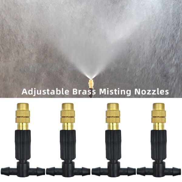 5M-30M Outdoor Misting Cooling System Garden Irrigation Watering 1/4'' Brass Atomizer Nozzles 4/7mm Hose for Patio Greenhouse - Image 6