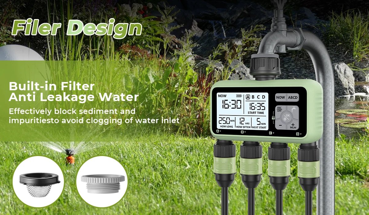 Eshico HCT-379 Outdoor Garden Smart 4 out irrigation timer Four independent interfaces for easy installation of garden tools