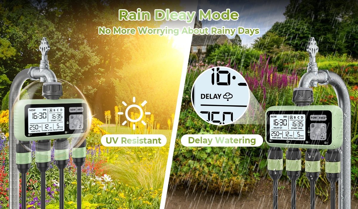 Eshico HCT-379 Outdoor Garden Smart 4 out irrigation timer Four independent interfaces for easy installation of garden tools
