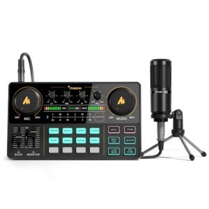 MaonoCaster Audio Interface Podcast Studio Sound Card Kit with Microphone for Live Streaming Recording Youtube PCPhone,AM200-S1