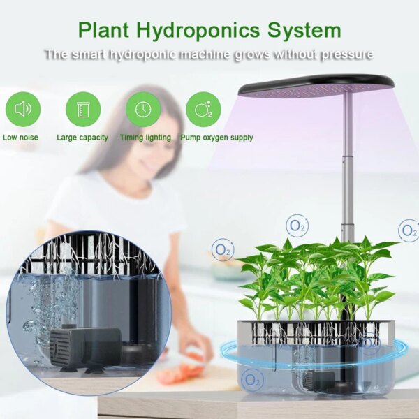 Intelligent Hydroponic Growing System Indoor Planting Machine Garden Plant Vegetable Planter Pot Automatic Timer LED Growth Lamp - Image 2