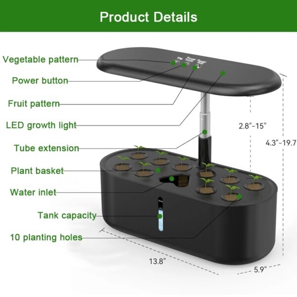 Intelligent Hydroponic Growing System Indoor Planting Machine Garden Plant Vegetable Planter Pot Automatic Timer LED Growth Lamp - Image 3