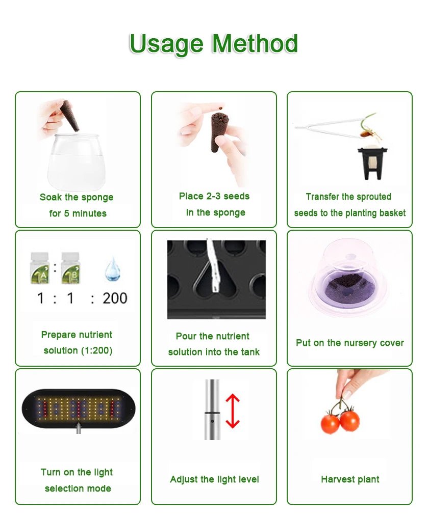 Intelligent Hydroponic Growing System Indoor Planting Machine Garden Plant Vegetable Planter Pot Automatic Timer LED Growth Lamp
