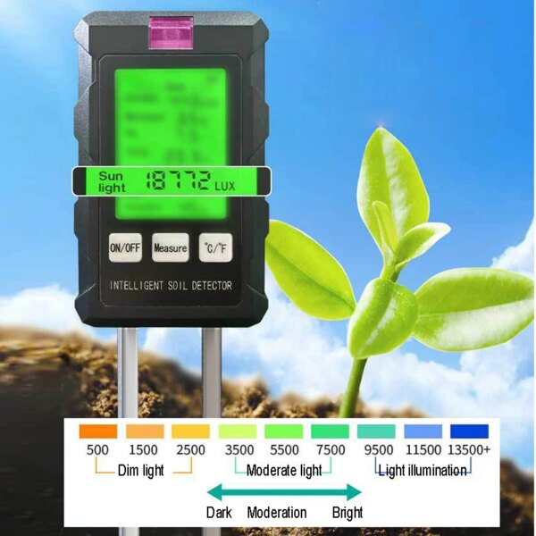 Soil Detector For Gardening And Planting Soil Fertility Moisture Temperature PH Value Illumination 6 in 1 Measures Soil Detector - Image 4