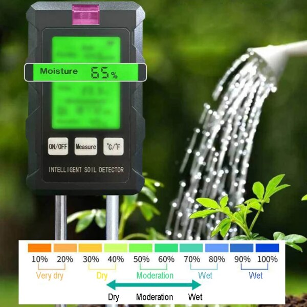 Soil Detector For Gardening And Planting Soil Fertility Moisture Temperature PH Value Illumination 6 in 1 Measures Soil Detector - Image 3