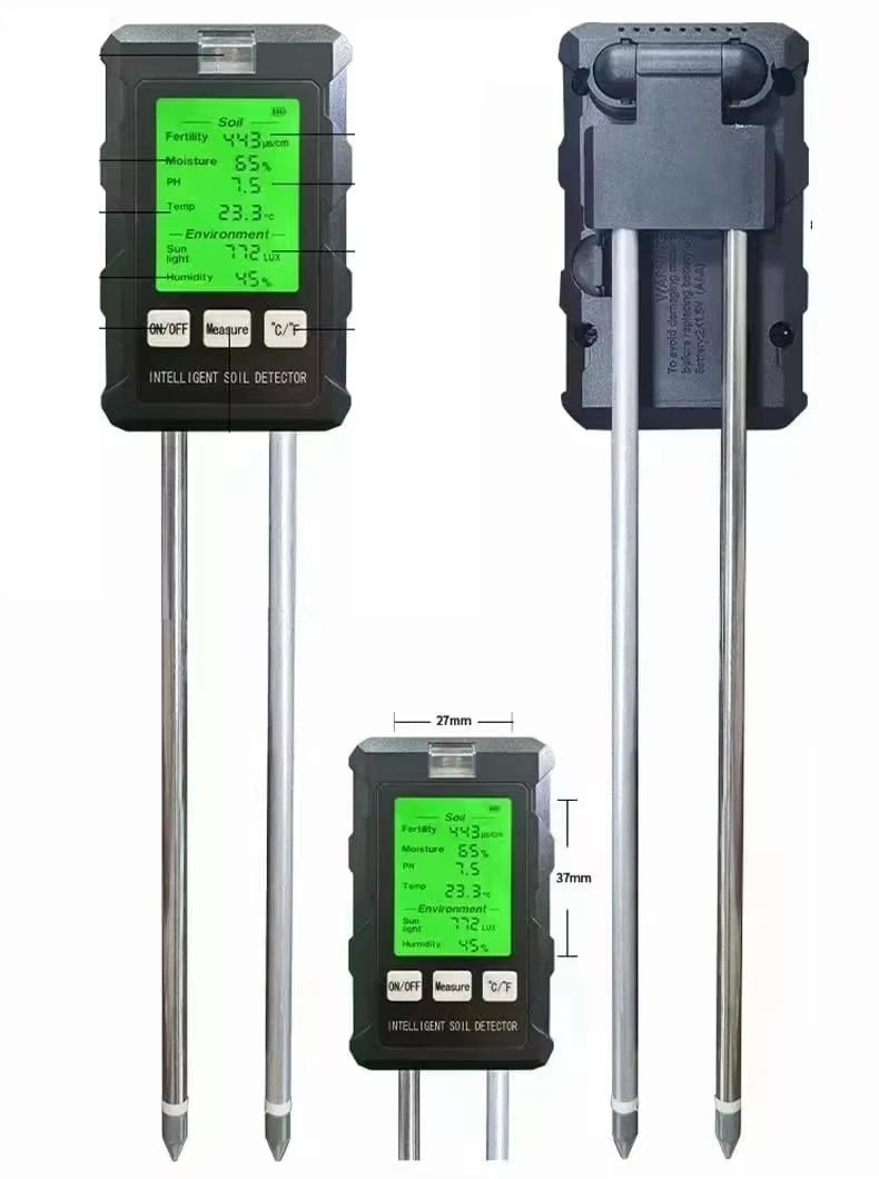 Soil Detector For Gardening And Planting Soil Fertility Moisture Temperature PH Value Illumination 6 in 1 Measures Soil Detector
