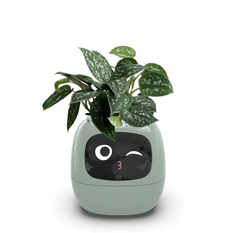 Artificial Intelligence AI Pet Flowerpot Planting Robot 7 Smart Sensors Smart Planter Plant Time Temperature Display Flower Pots