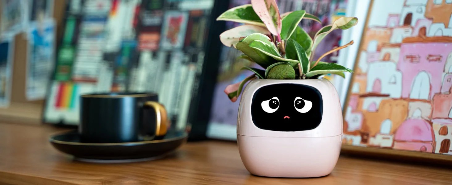 Artificial Intelligence AI Pet Flowerpot Planting Robot 7 Smart Sensors Smart Planter Plant Time Temperature Display Flower Pots