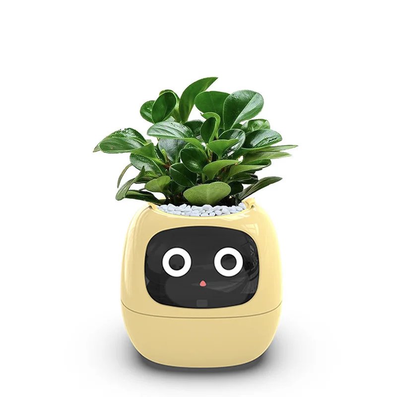 Artificial Intelligence AI Pet Flowerpot Planting Robot 7 Smart Sensors Smart Planter Plant Time Temperature Display Flower Pots