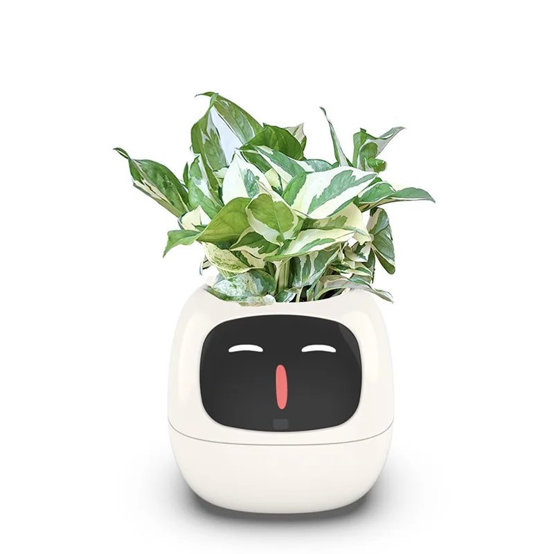 Artificial Intelligence AI Pet Flowerpot Planting Robot 7 Smart Sensors Smart Planter Plant Time Temperature Display Flower Pots