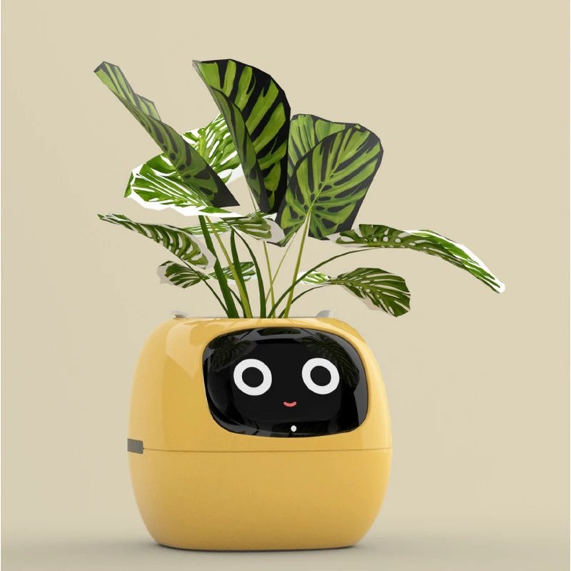 Artificial Intelligence AI Pet Flowerpot Planting Robot 7 Smart Sensors Smart Planter Plant Time Temperature Display Flower Pots