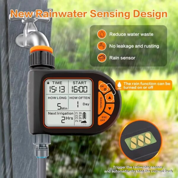 Intelligent Garden Drip Irrigation Timer Large Screen LCD Automatic Watering Controller Gardens Balcony Farms Outdoor Irrigation - Image 2