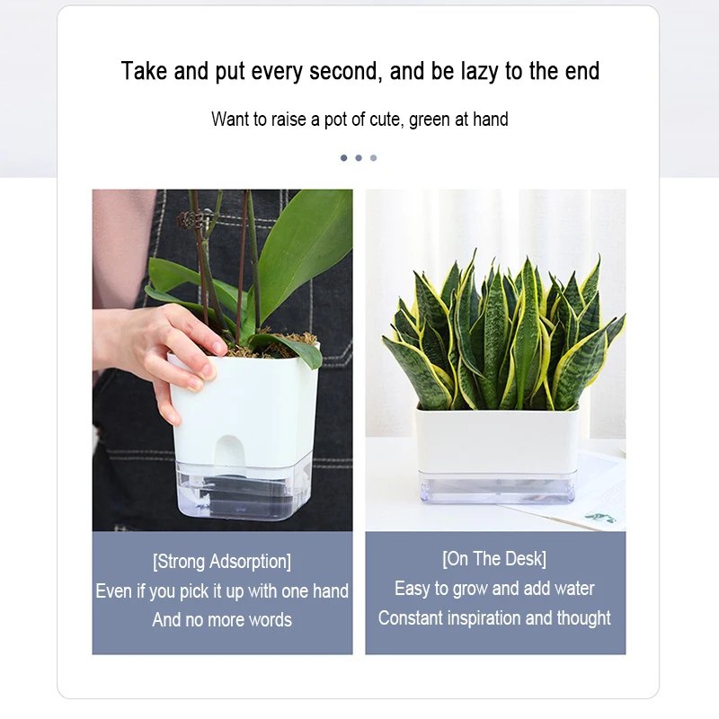 New Self Watering Plant Pot Magnetic Plastic Self-absorbent Cotton Rope Flowerpot For Double-deck Lazy Plant Pot Garden Supplies