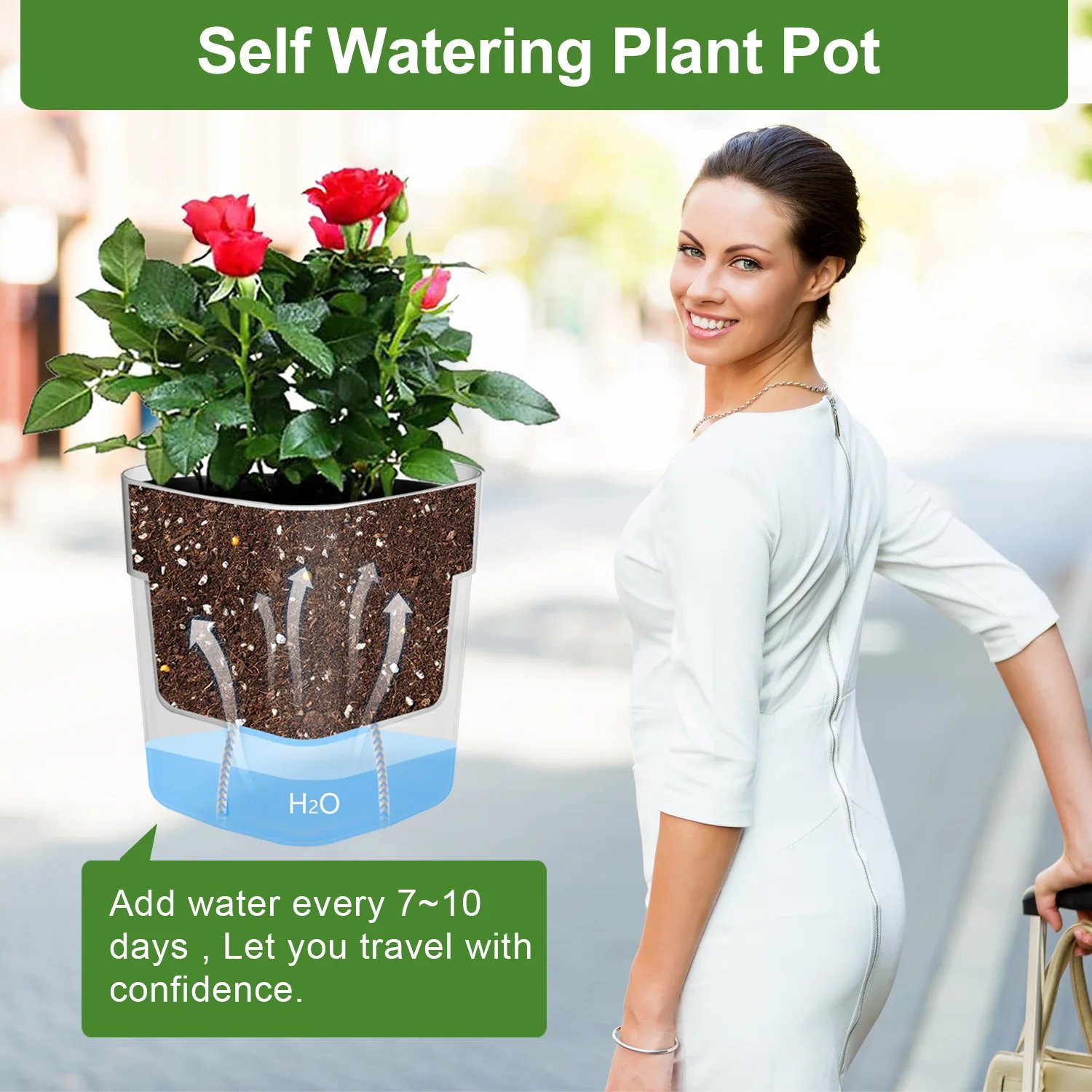 New Self Watering Plant Pot Magnetic Plastic Self-absorbent Cotton Rope Flowerpot For Double-deck Lazy Plant Pot Garden Supplies