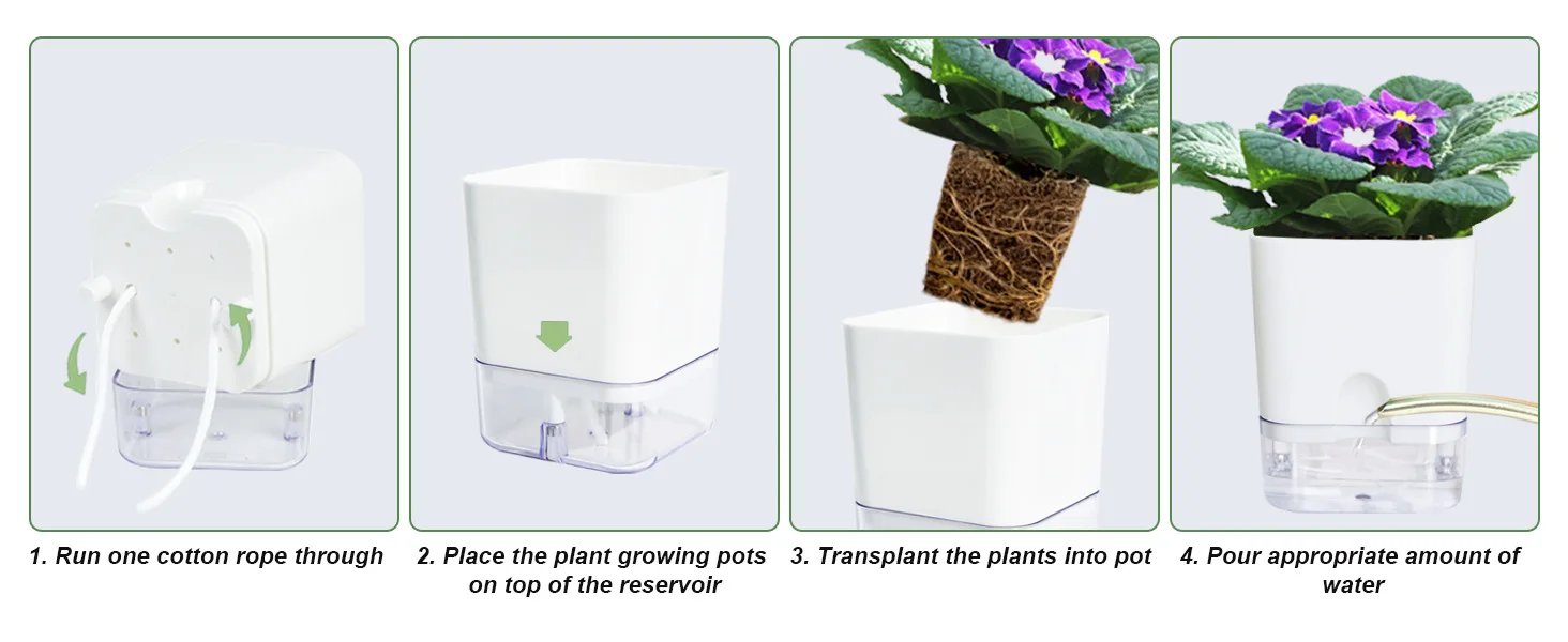 New Self Watering Plant Pot Magnetic Plastic Self-absorbent Cotton Rope Flowerpot For Double-deck Lazy Plant Pot Garden Supplies