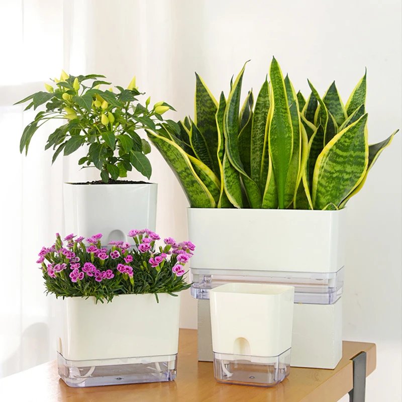 New Self Watering Plant Pot Magnetic Plastic Self-absorbent Cotton Rope Flowerpot For Double-deck Lazy Plant Pot Garden Supplies