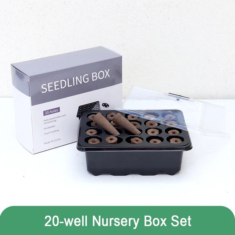 Fruit and Vegetable Seedling Pot Set 20 Hole Seedling Box+Intelligent Fill Light Seedling Tray New Gardening Planting Supplies