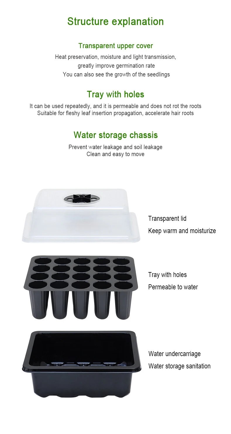 Fruit and Vegetable Seedling Pot Set 20 Hole Seedling Box+Intelligent Fill Light Seedling Tray New Gardening Planting Supplies