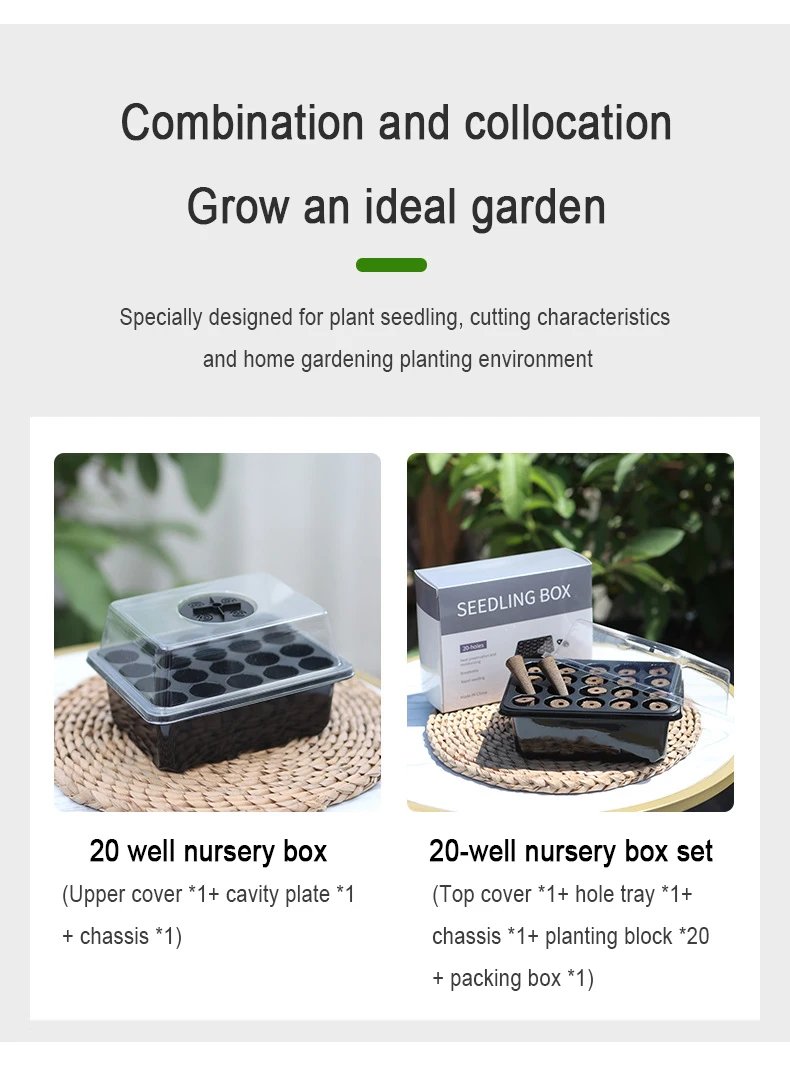 Fruit and Vegetable Seedling Pot Set 20 Hole Seedling Box+Intelligent Fill Light Seedling Tray New Gardening Planting Supplies